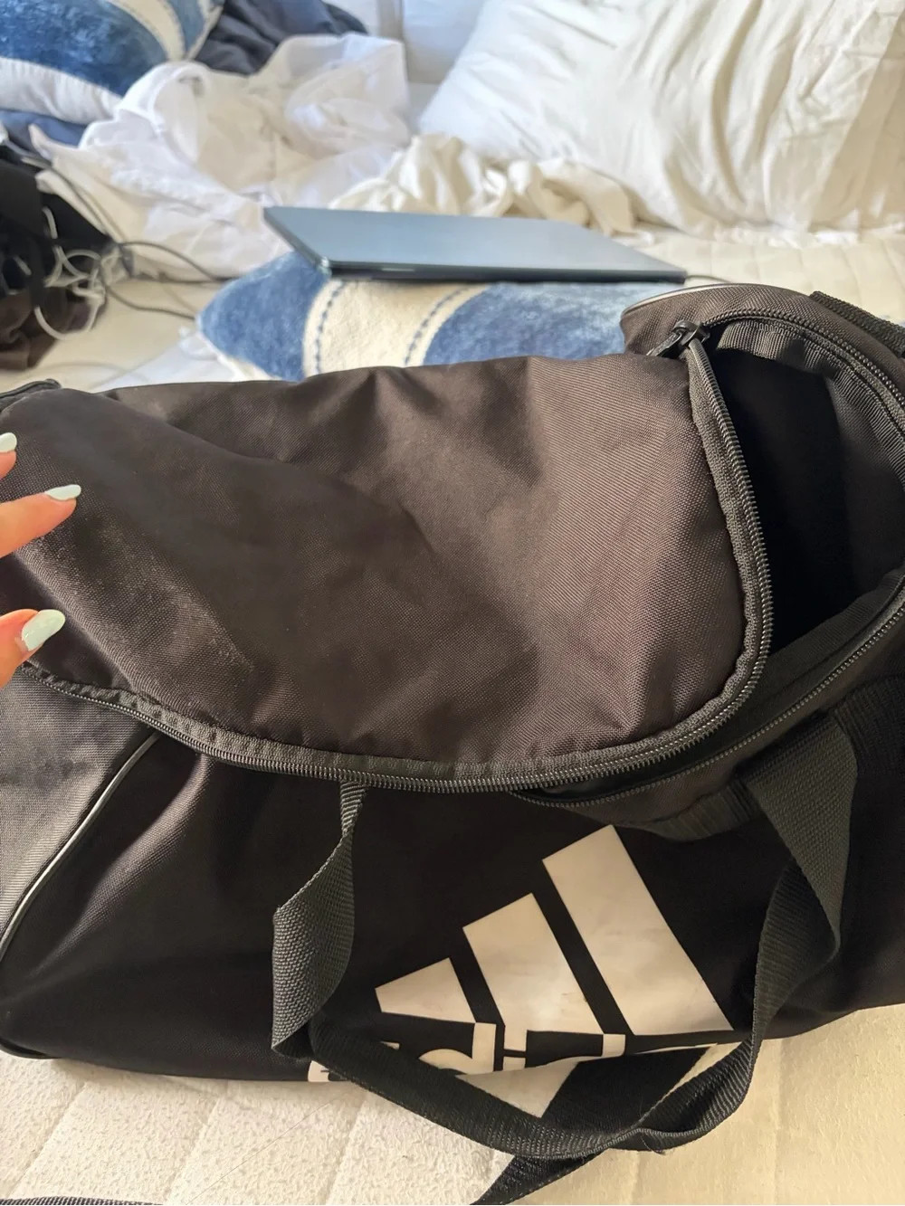 adidas Black Duffel Bag with White Logo - Sport Travel Carry